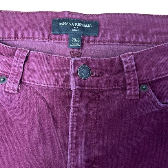 Banana Republic Corduroy Pants Women 6 Purple Beet Root Slim Preppy Chic - Picture 4 of 11